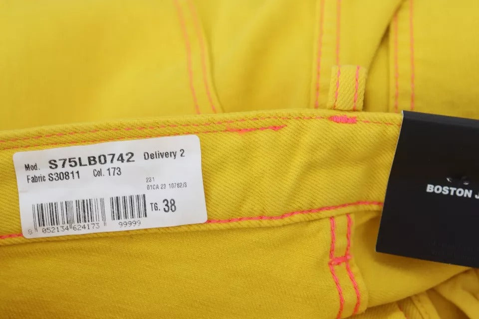 Gule bomulls jeans med høy midje og rette denimdetaljer