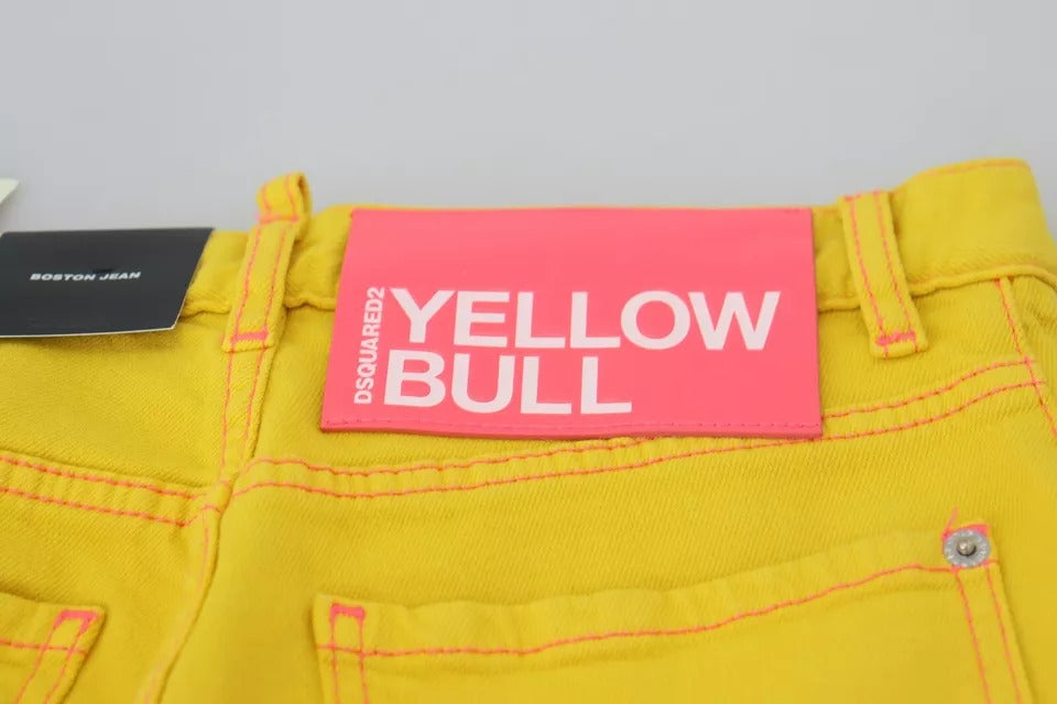Gule bomulls jeans med høy midje og rette denimdetaljer