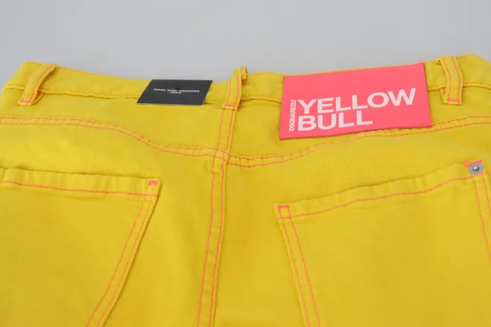 Gula bomullsjeans med låg midja, korta denimfärger för tjejer