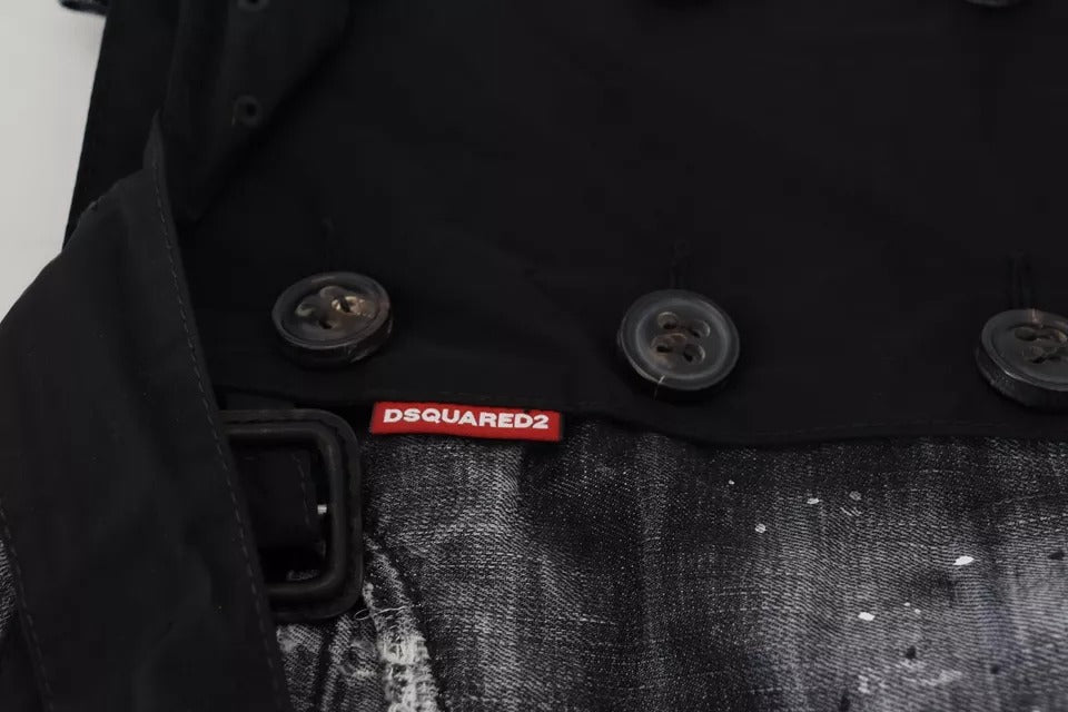 Svart, sliten, medelhög midja, A-linjeformad denimkjol