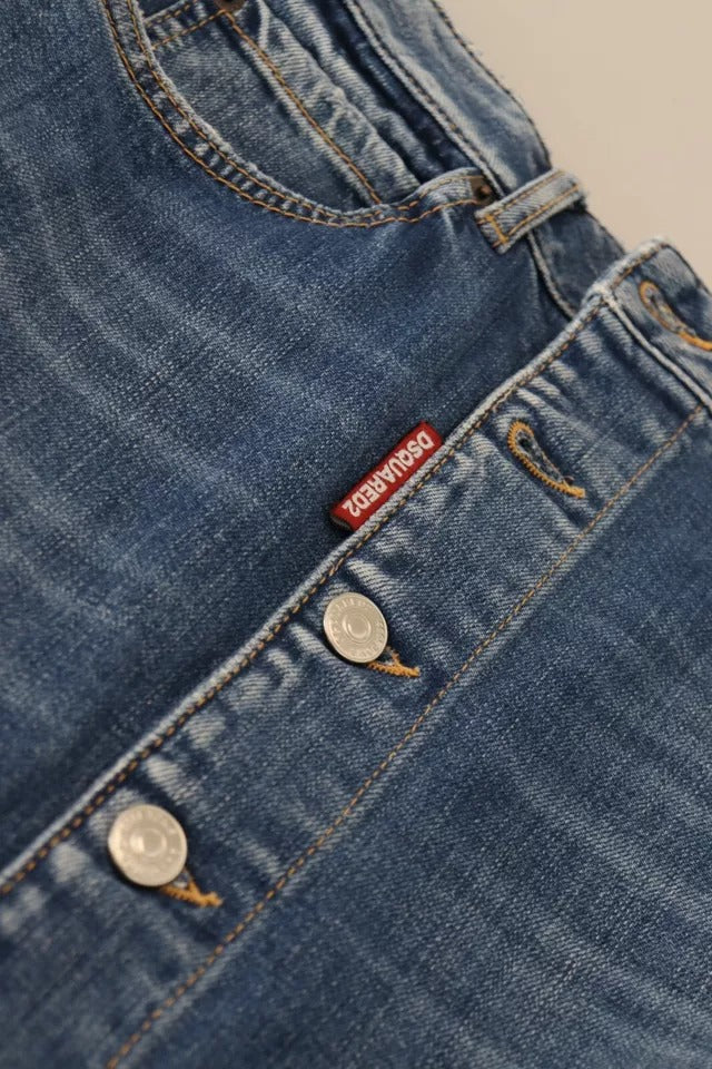 Blå denimkjol med hög midja och pennskuren design