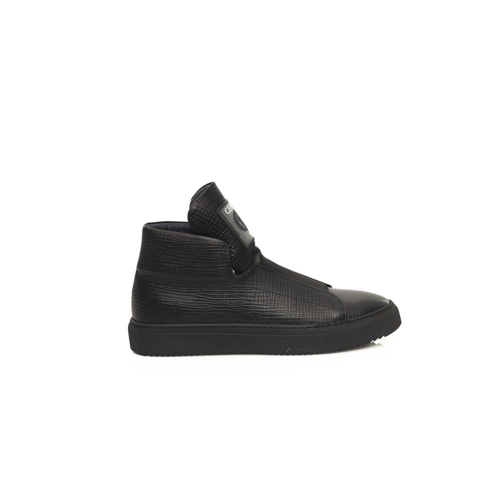 Cerruti 1881 Black Calfskin Men Sneaker