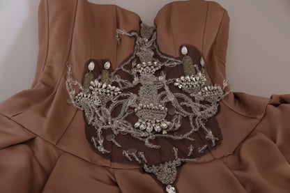 Dolce &amp; Gabbana Kristallrosa Sidenbalklänning med Ljuskrona