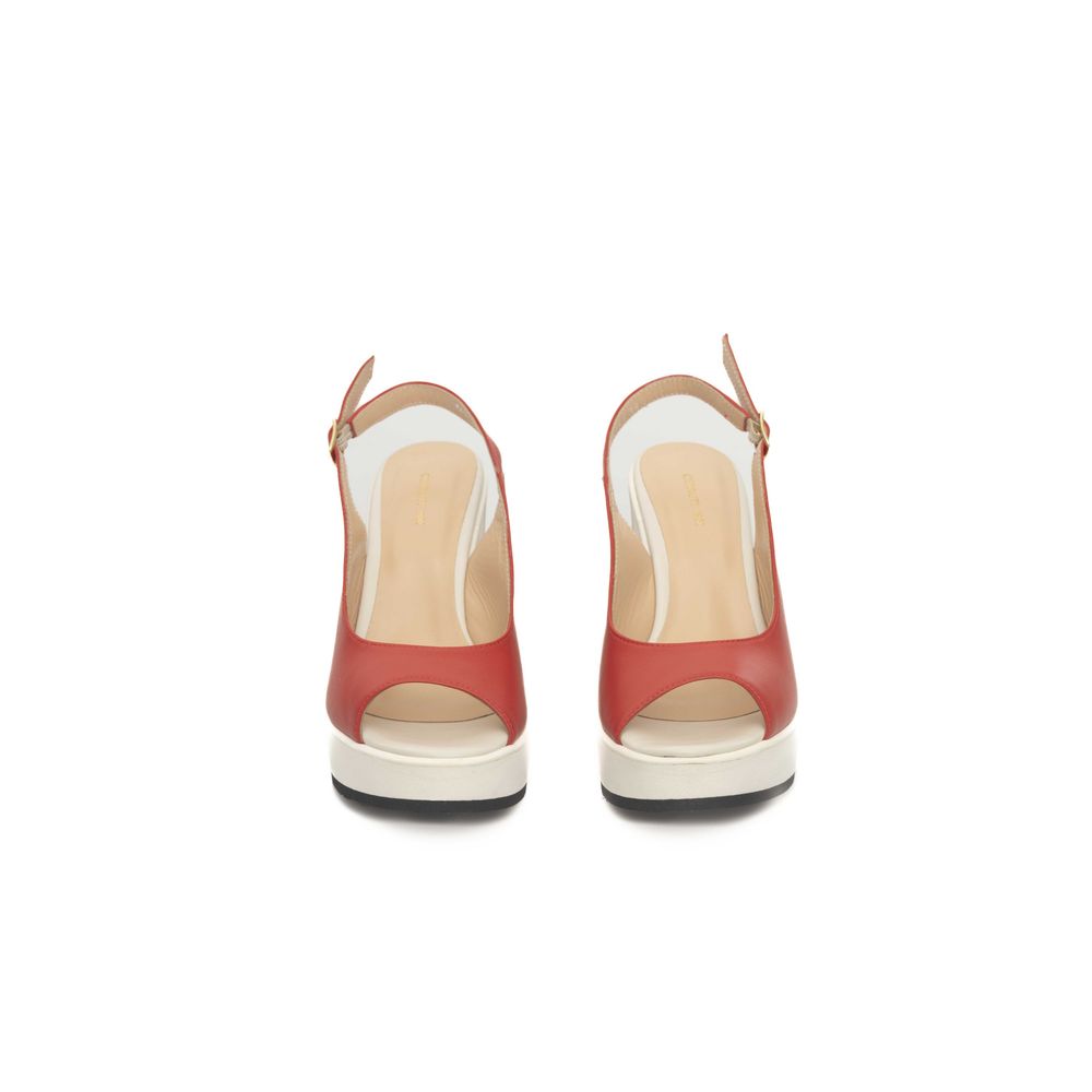 Cerruti 1881 Red Calfskin Women Sandal
