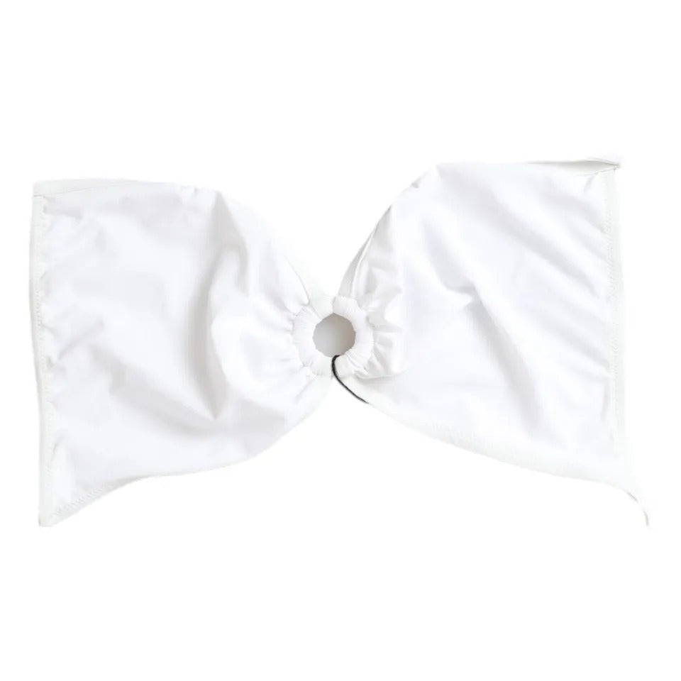 Vit nylon stretchig baddräkt med bikiniöverdel