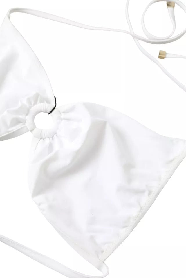 Vit nylon stretchig baddräkt med bikiniöverdel