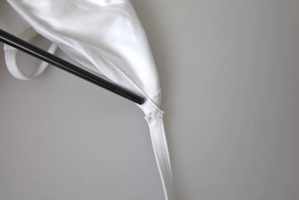 Vit nylon stretchig baddräkt med bikiniöverdel