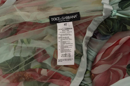 Dolce &amp; Gabbana Grön Blommig Långärmad V-ringad Midiklänning