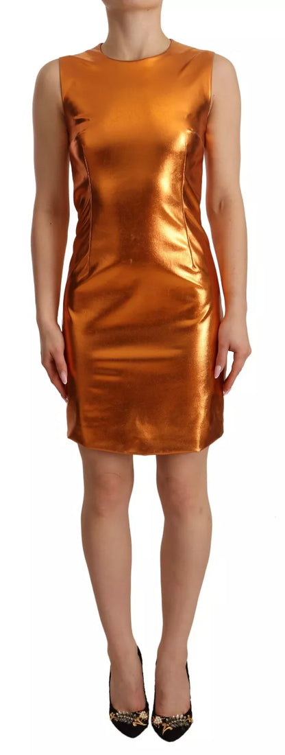 Dolce &amp; Gabbana Metallic Orange Ärmlös Slidklänning