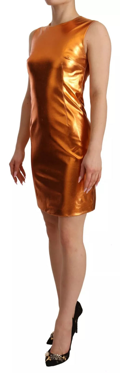 Dolce &amp; Gabbana Metallic Orange Ärmlös Slidklänning
