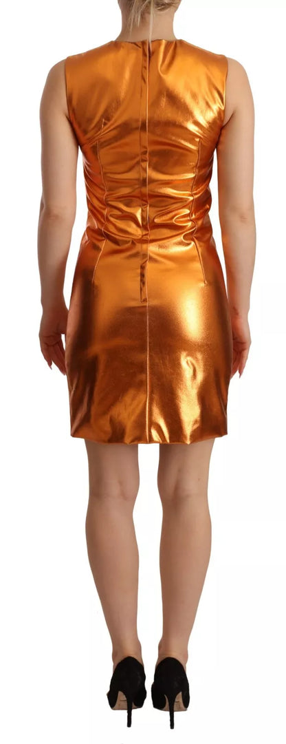 Dolce &amp; Gabbana Metallic Orange Ärmlös Slidklänning