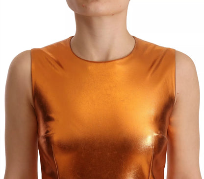 Dolce &amp; Gabbana Metallic Orange Ärmlös Slidklänning
