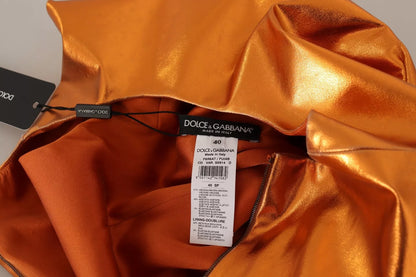 Dolce &amp; Gabbana Metallic Orange Ärmlös Slidklänning