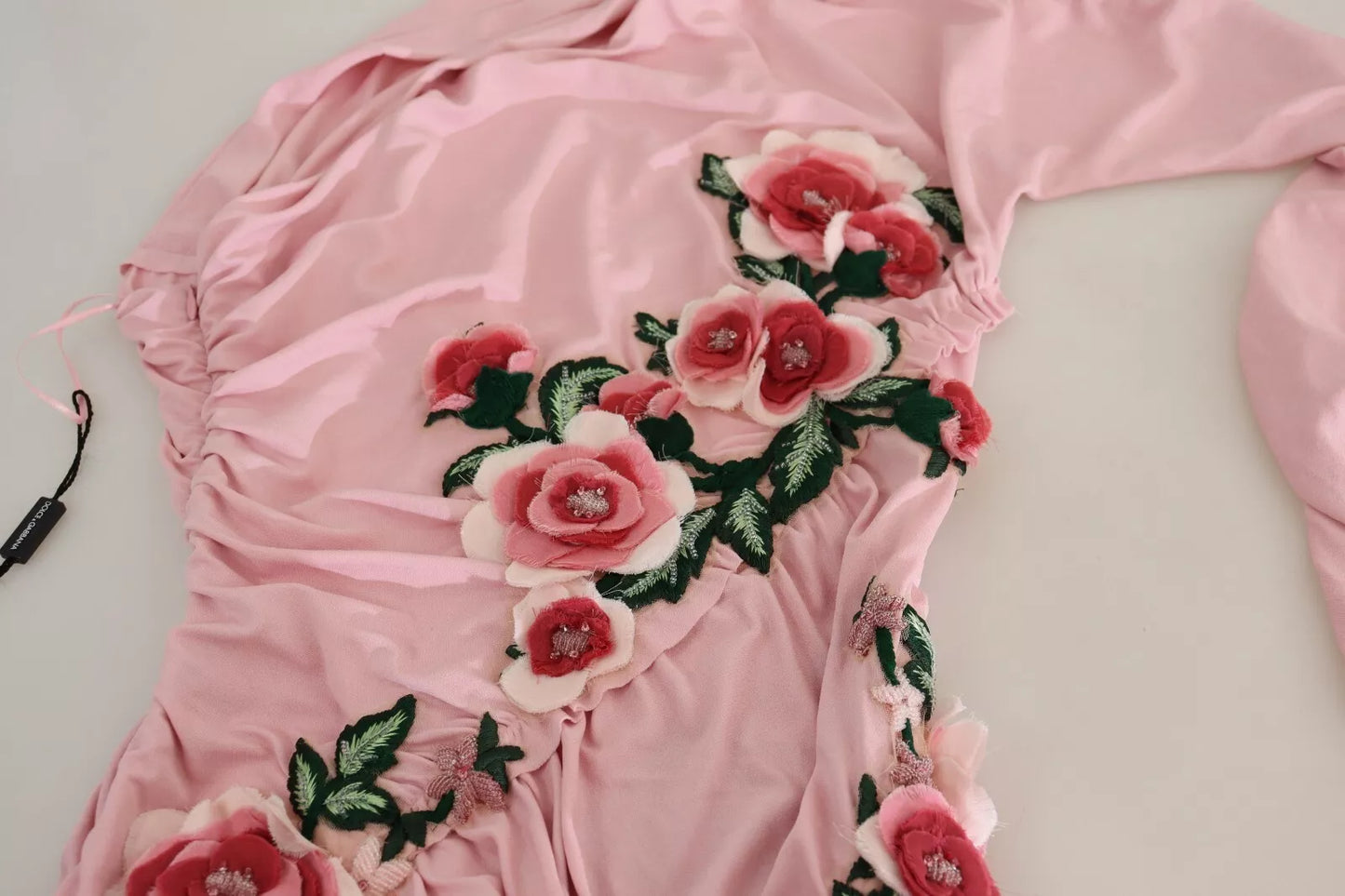 Dolce &amp; Gabbana Rosa Blommig Klänning med En Axel