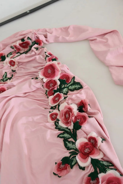 Dolce &amp; Gabbana Rosa Blommig Klänning med En Axel