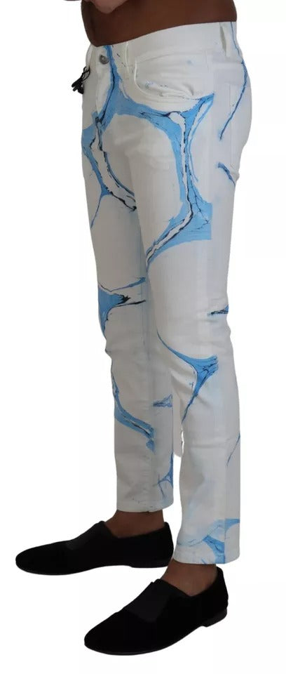 Dolce &amp; Gabbana Vita Blå Bomulls Skinny Denim Jeans