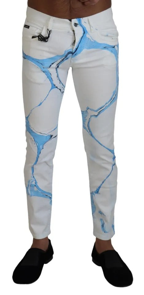 Dolce &amp; Gabbana Vita Blå Bomulls Skinny Denim Jeans