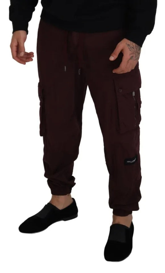 Dolce &amp; Gabbana Bordeaux Cargo Jogger Byxor Bomullsbyxor