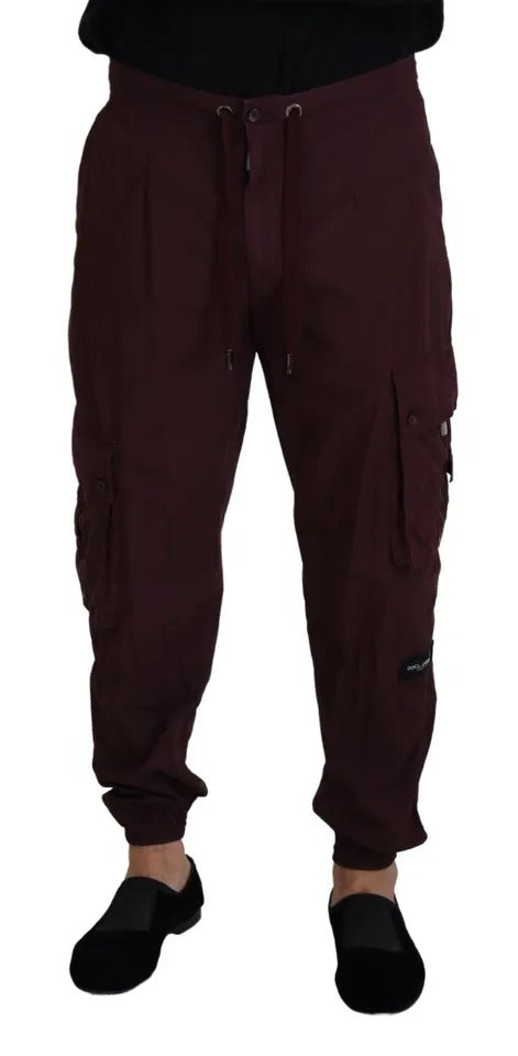 Dolce &amp; Gabbana Bordeaux Cargo Jogger Byxor Bomullsbyxor