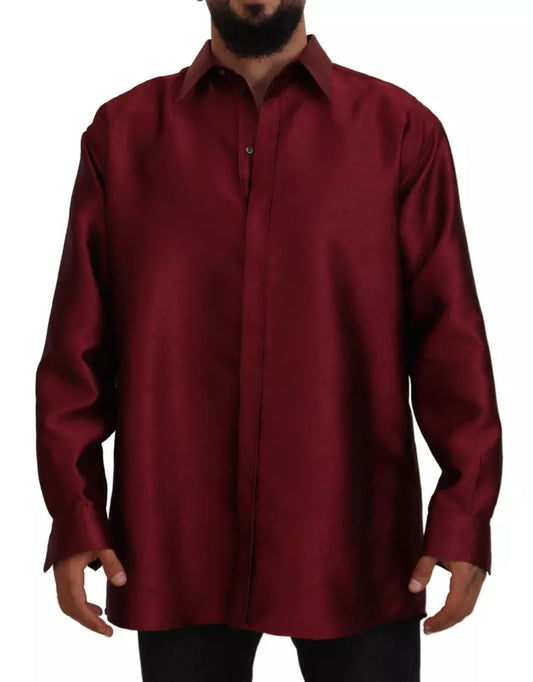 Dolce &amp; Gabbana Bordeaux bomull långärmad herrskjorta