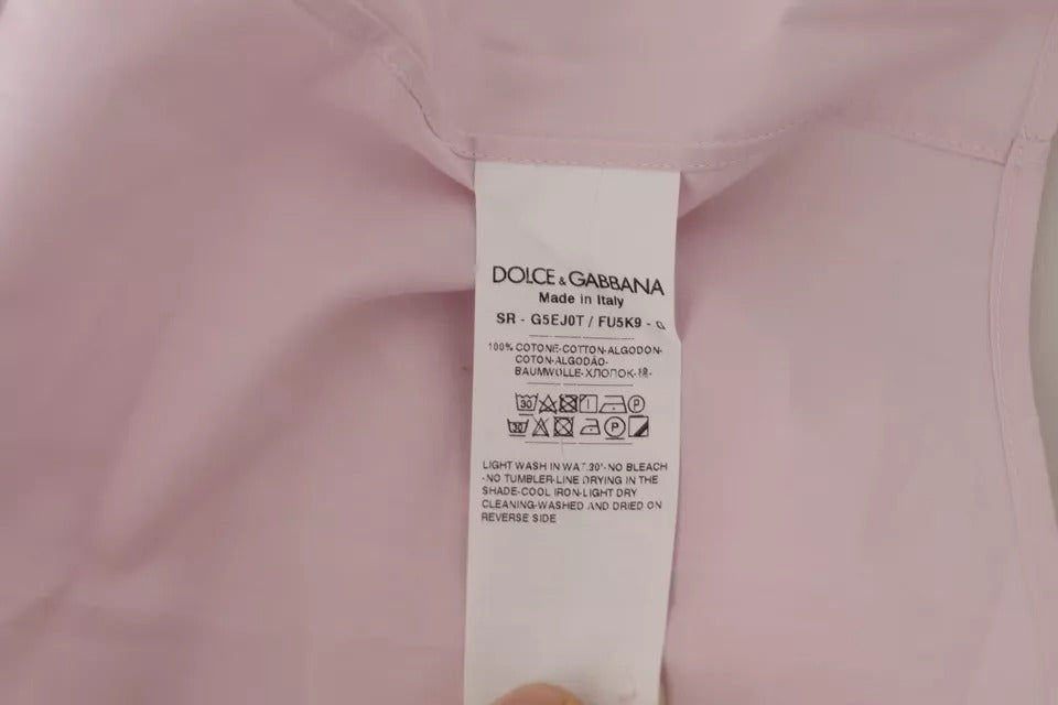 Dolce &amp; Gabbana Ljusrosa Bomullsklänning Formell Herr GULD Skjorta