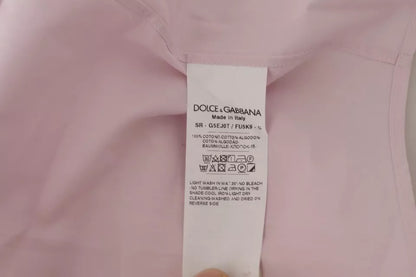 Dolce &amp; Gabbana Ljusrosa Bomullsklänning Formell Herr GULD Skjorta