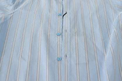 Dolce &amp; Gabbana Blårandig Sidenskjorta med MARTINI-motiv