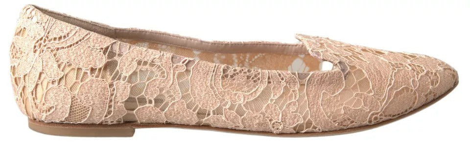 Beige blomstermønster med blonder, flate sko