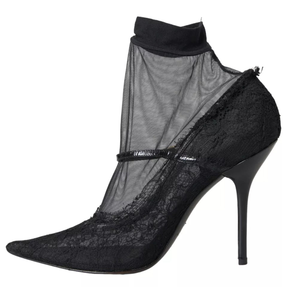 Svarta tyllstövlar med stretch och pumps