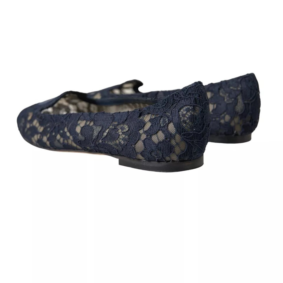 Mörkblå Taormina Slip On Flats Skor i Spets