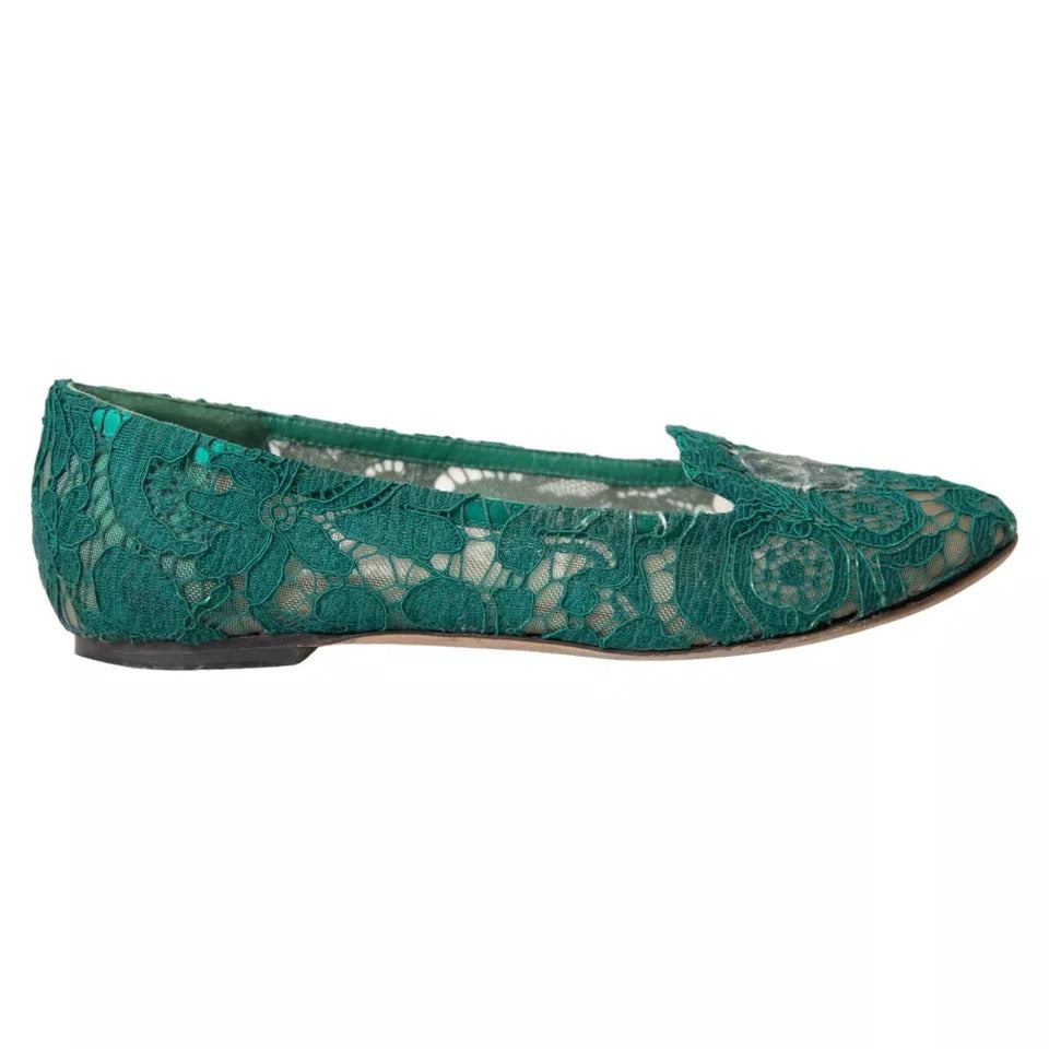 Grønne Taormina Slip On Flats Sko i Blonder