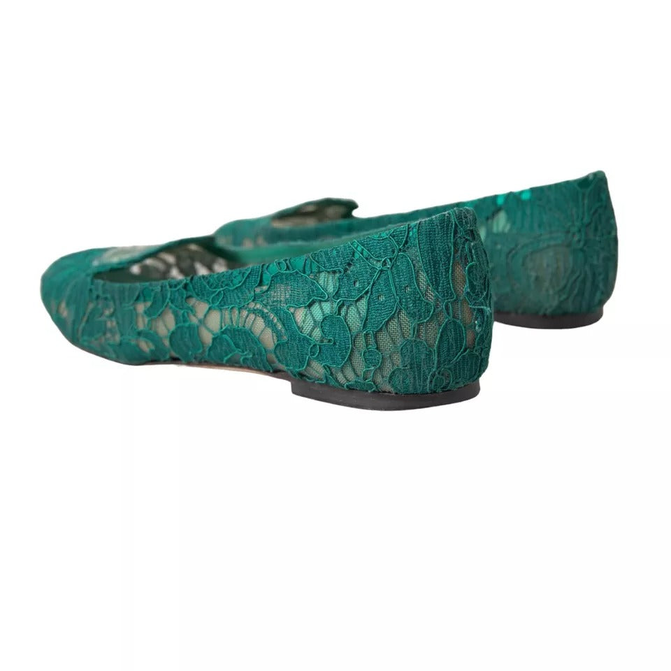 Grønne Taormina Slip On Flats Sko i Blonder