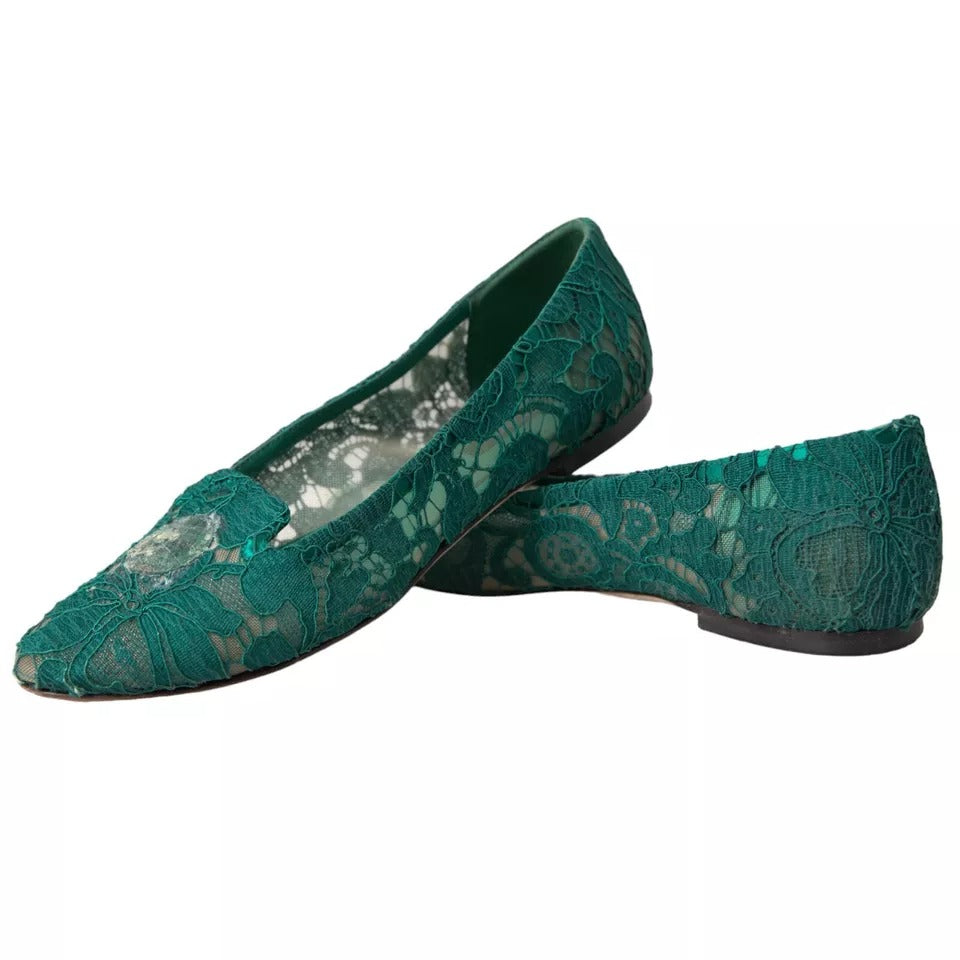 Grønne Taormina Slip On Flats Sko i Blonder