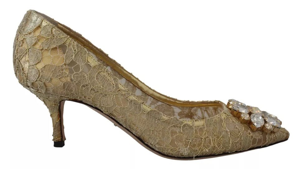 Guldfärgade Taormina Spetskristallklackade Pumps Skor