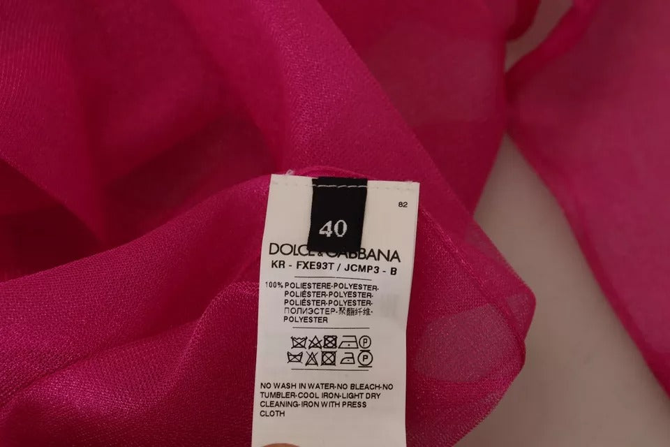 Fuchsiafärgad polyestertröja med rund halsringning