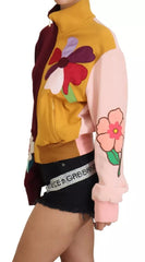 Dolce & Gabbana Multicolor Floral Viscose Full Zip Sweater