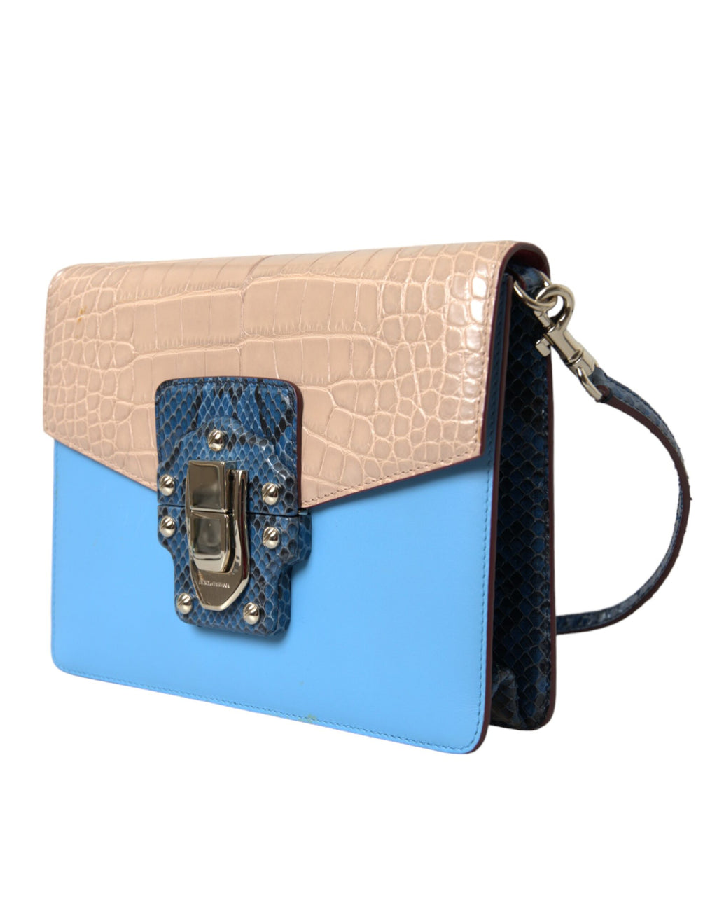 Blåbeige eksotisk skinn LUCIA crossbody-veske