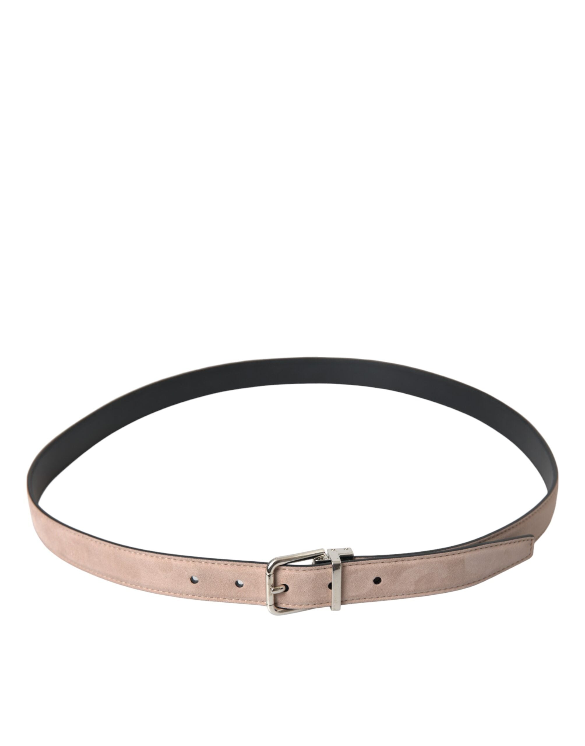 Beige semsket skinnbelte med sølvspenne for menn