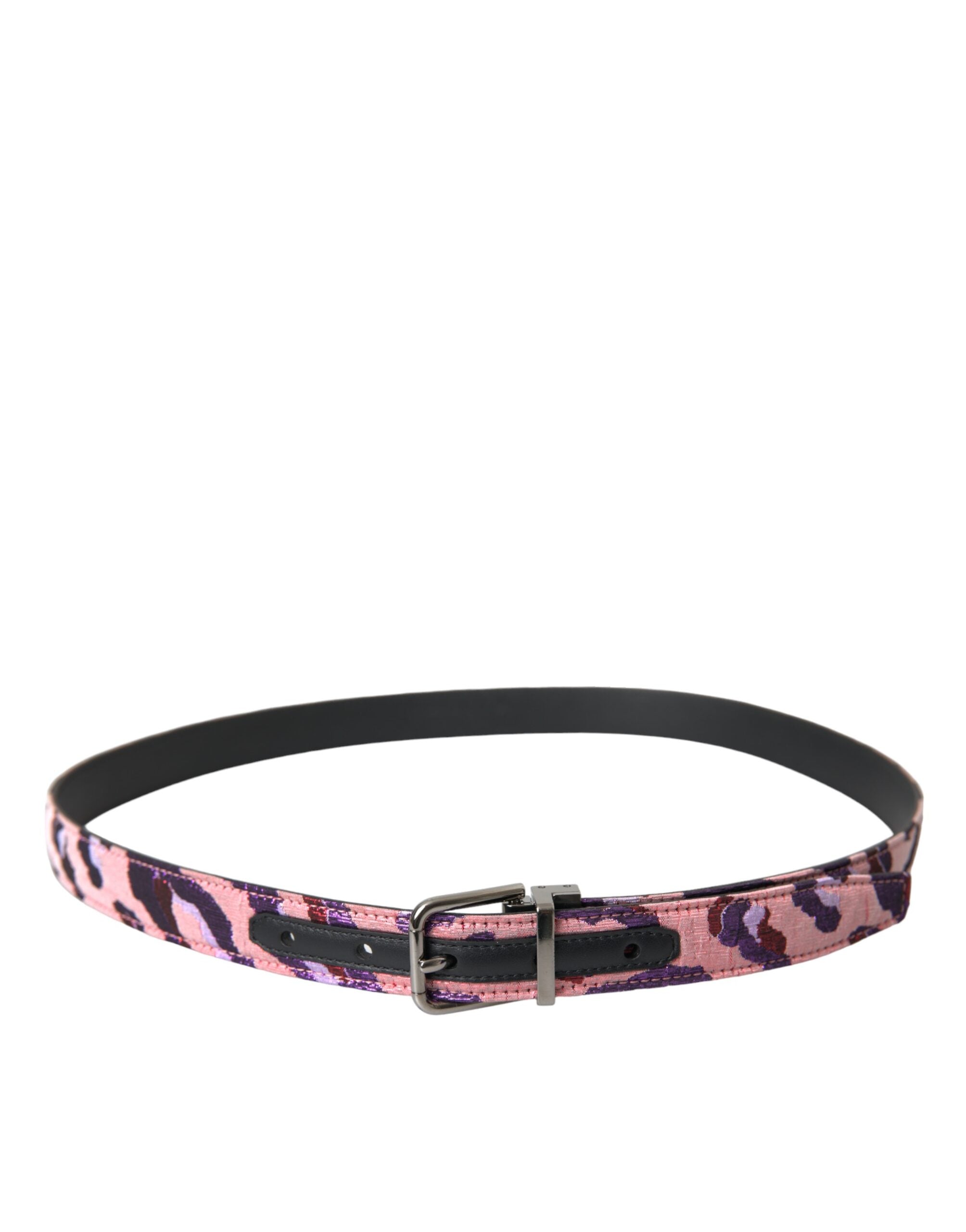 Flerfarget jacquard-skinnbelte med metallspenne