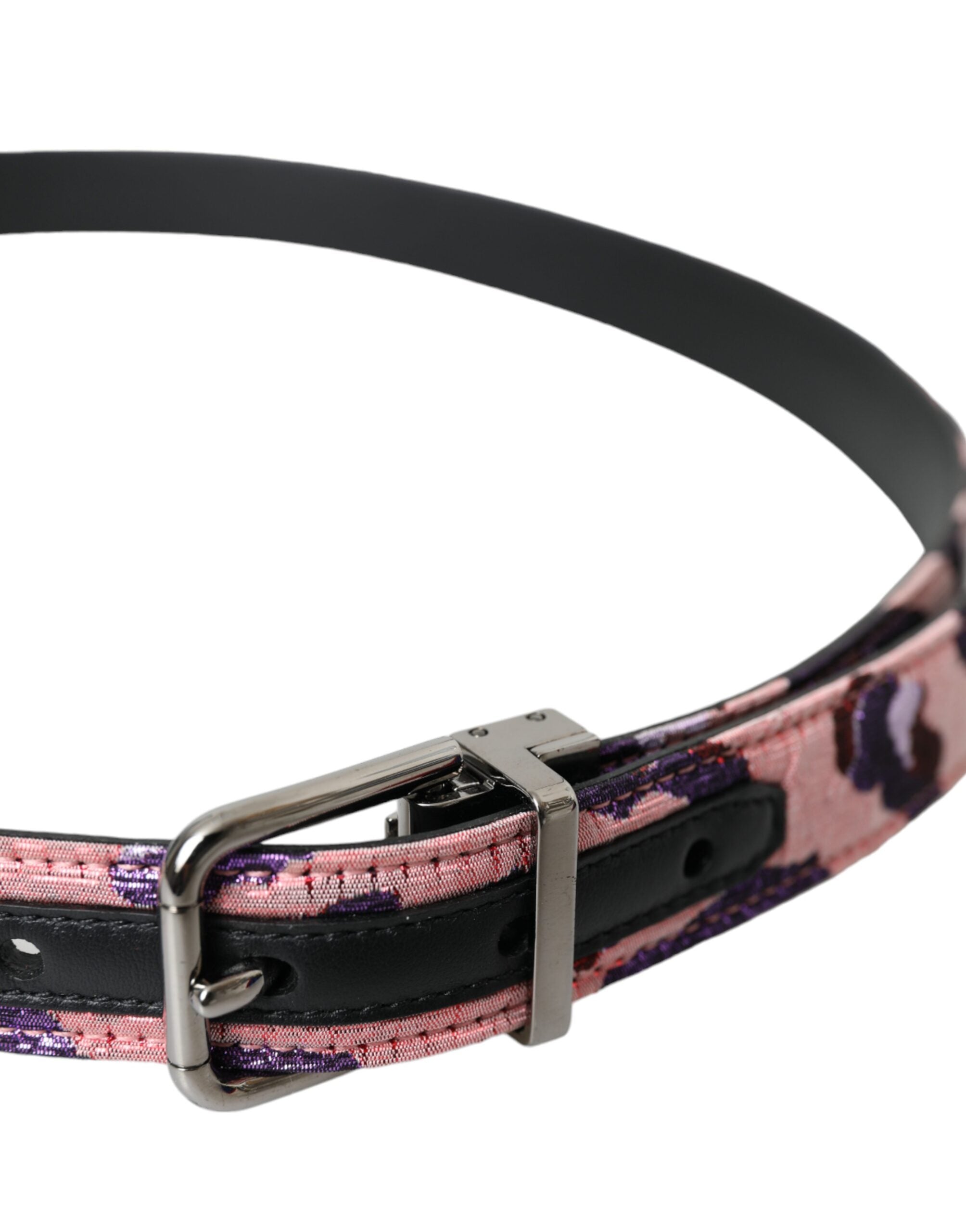 Flerfarget jacquard-skinnbelte med metallspenne