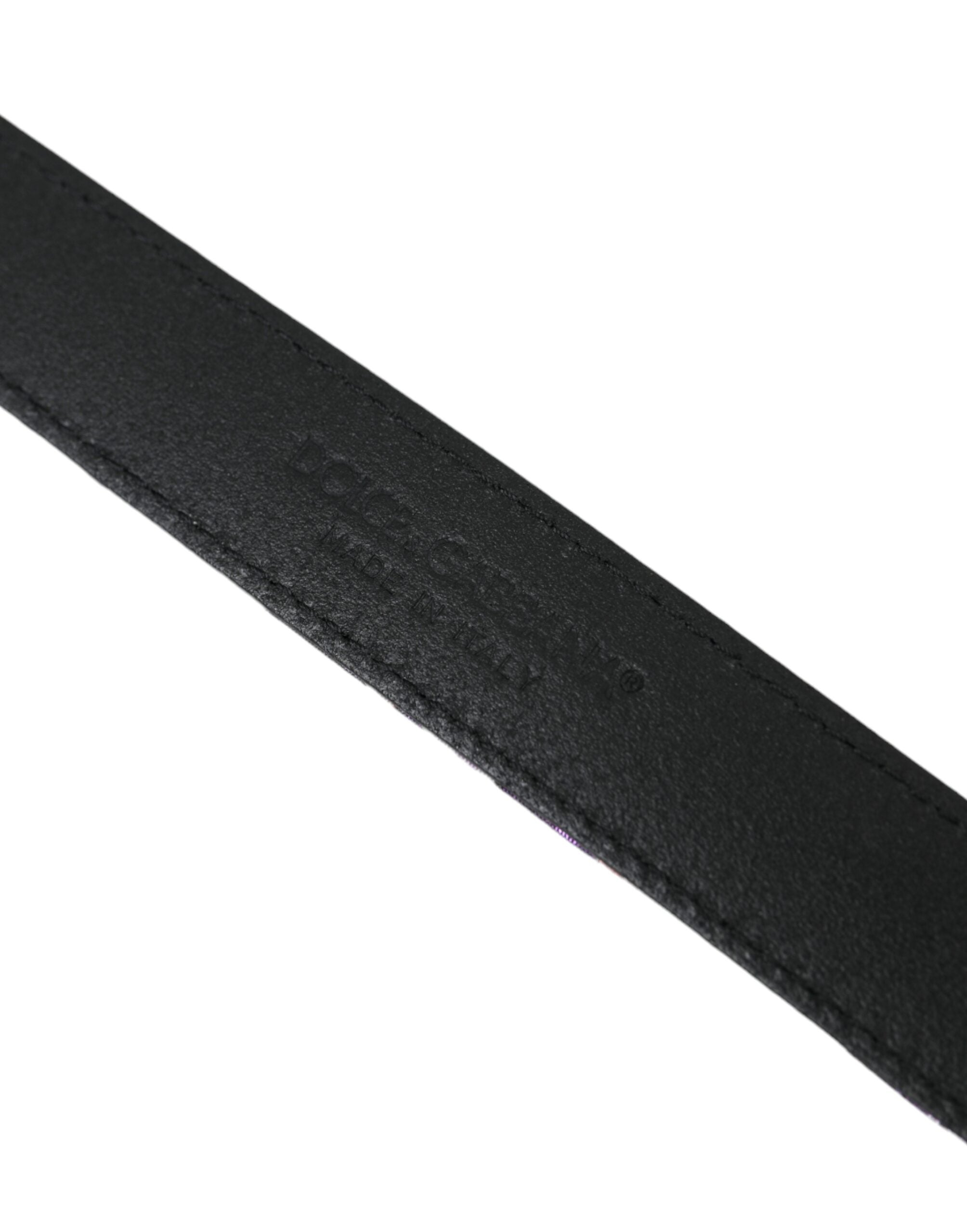 Flerfarget jacquard-skinnbelte med metallspenne
