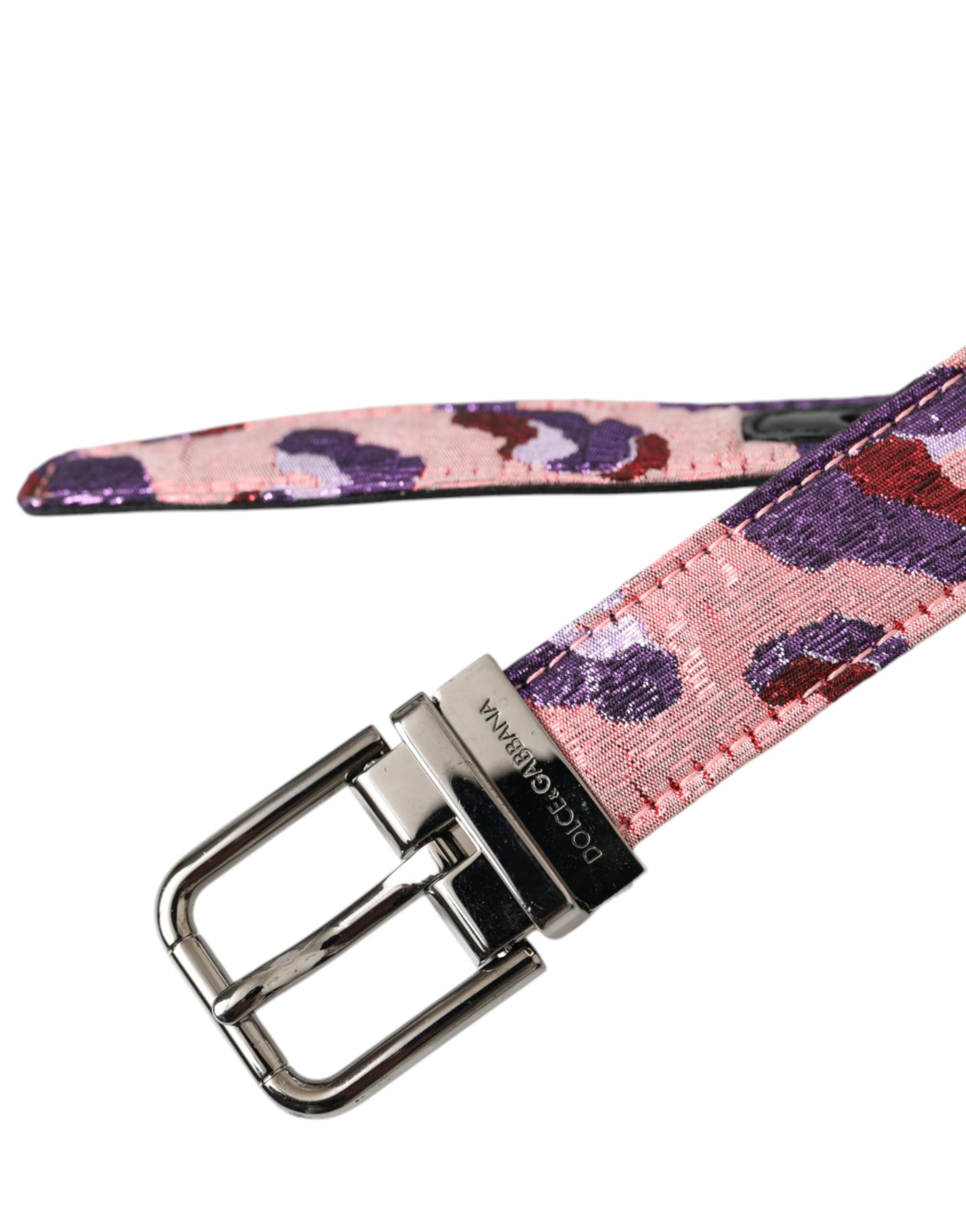 Flerfarget jacquard-skinnbelte med metallspenne