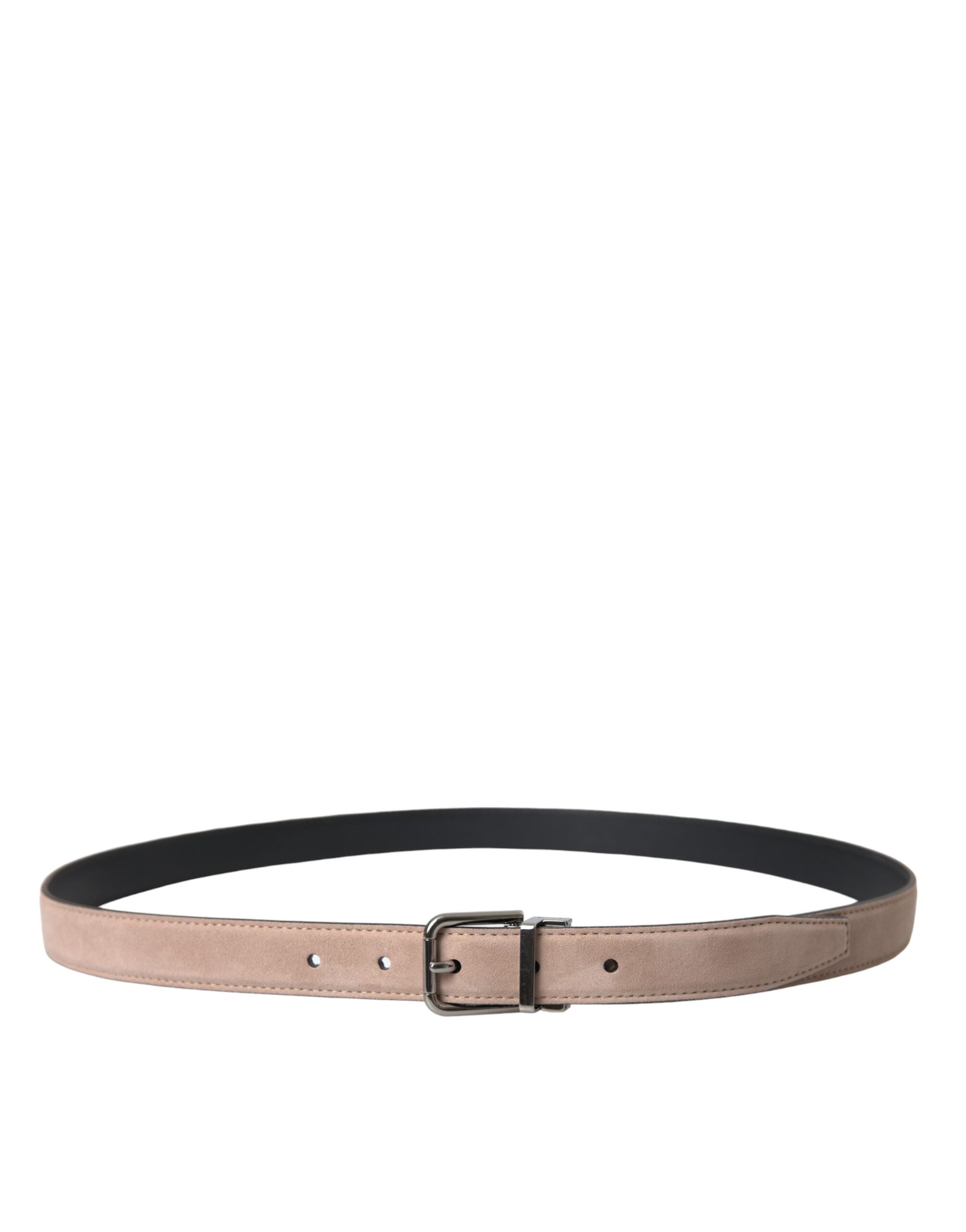 Beige semsket skinnbelte med sølvspenne for menn