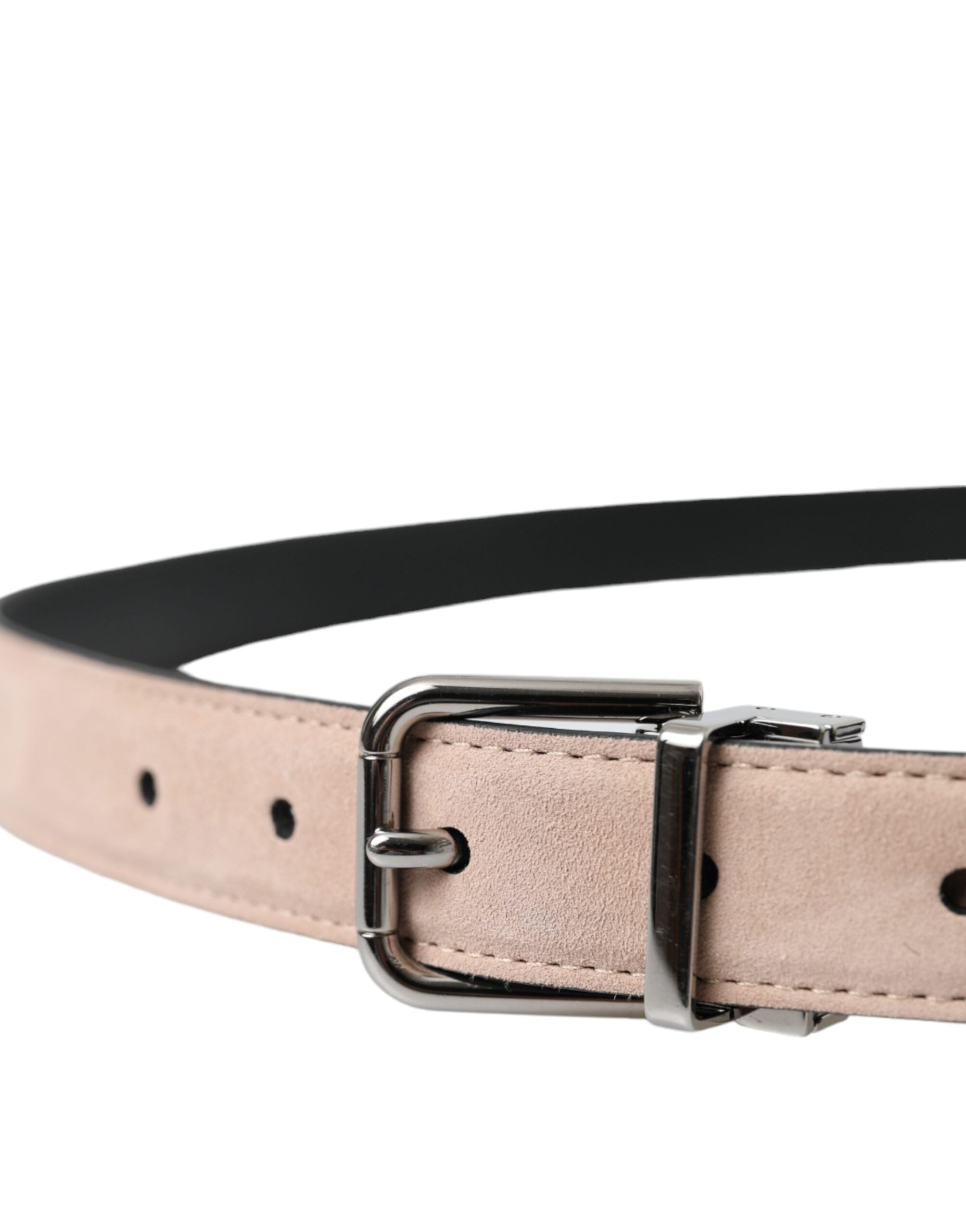 Beige semsket skinnbelte med sølvspenne for menn