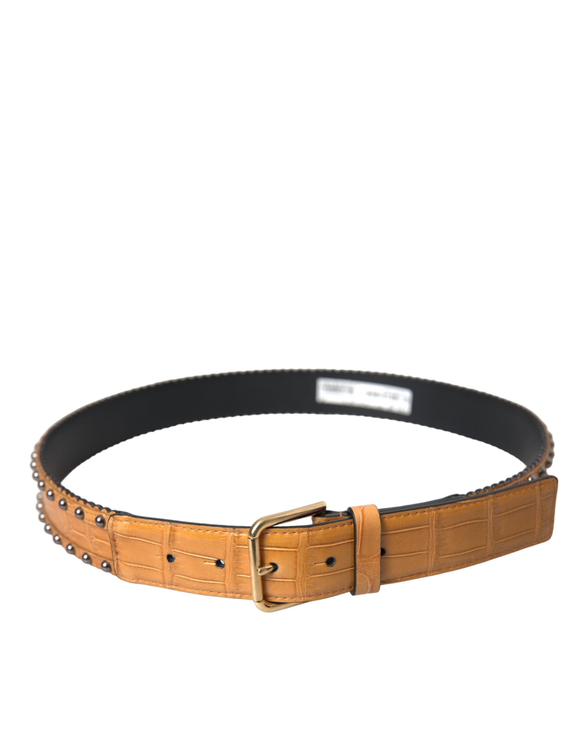 Beige Alligatorskinnbelte med Metallspenne