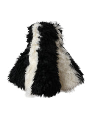 Dolce & Gabbana Black White Stripes Mohair Fur Bucket Hat