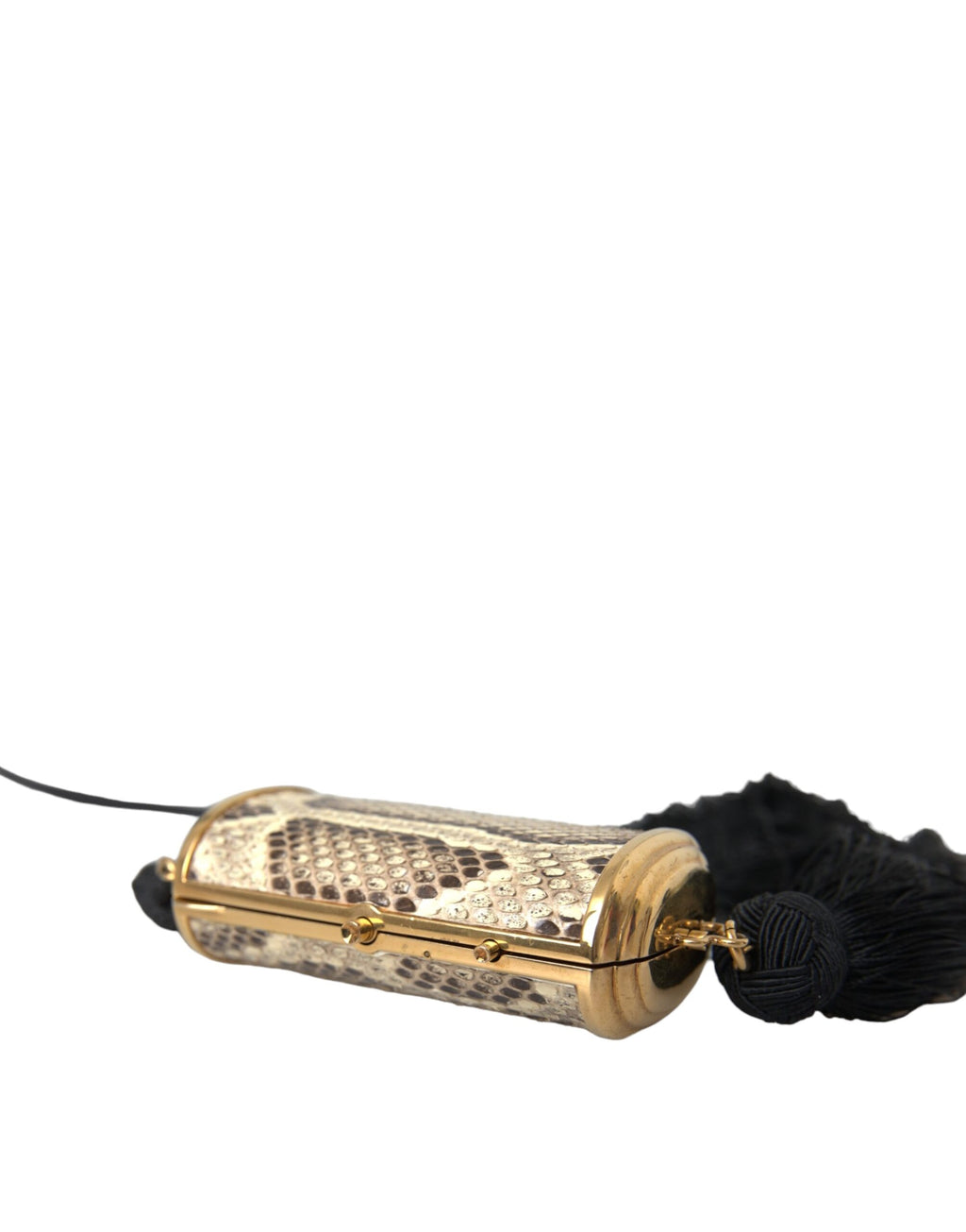 Beige exotisk läder mini spegel tofs sminkväska
