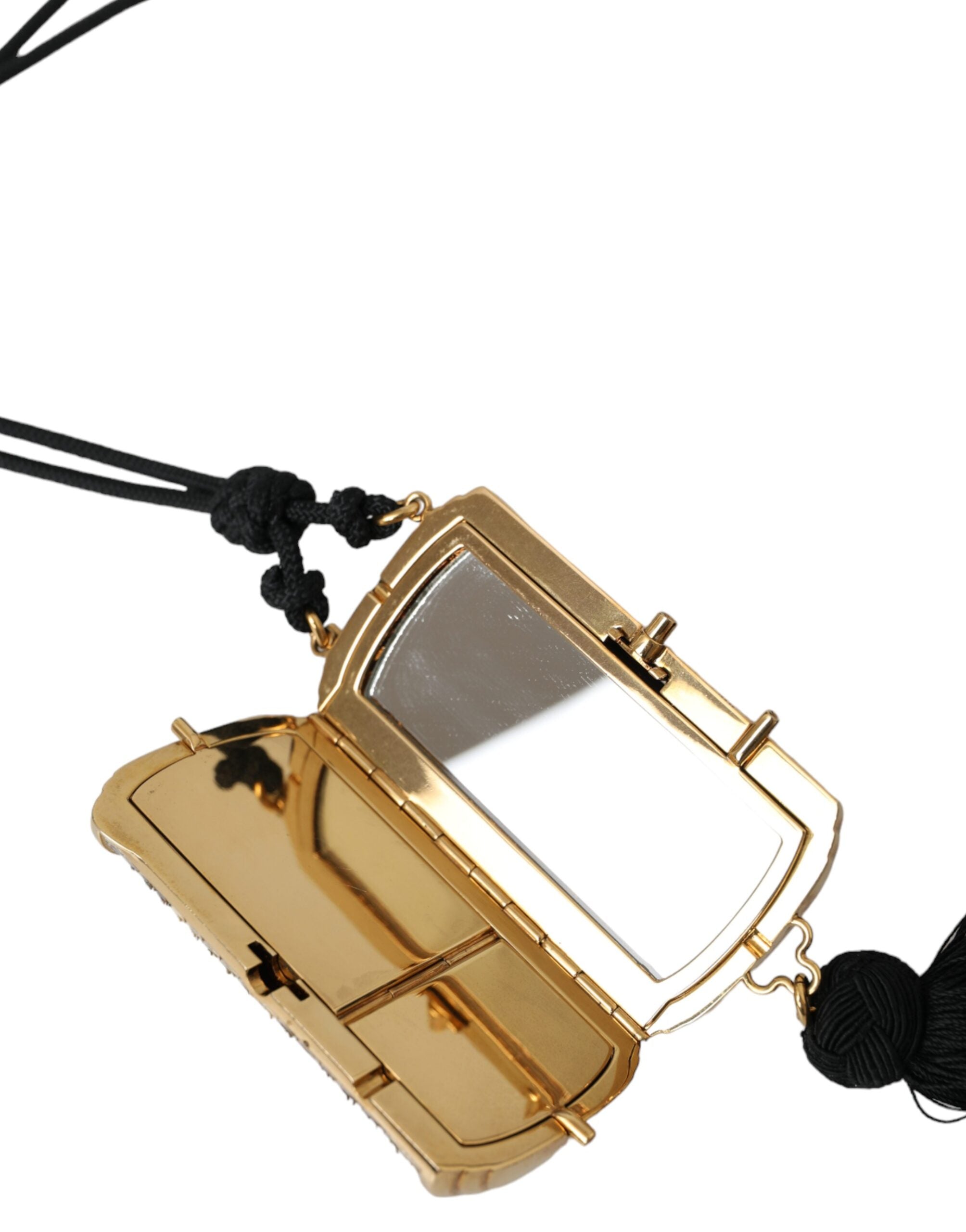 Beige eksotisk skinn mini speil dusk sminkeveske