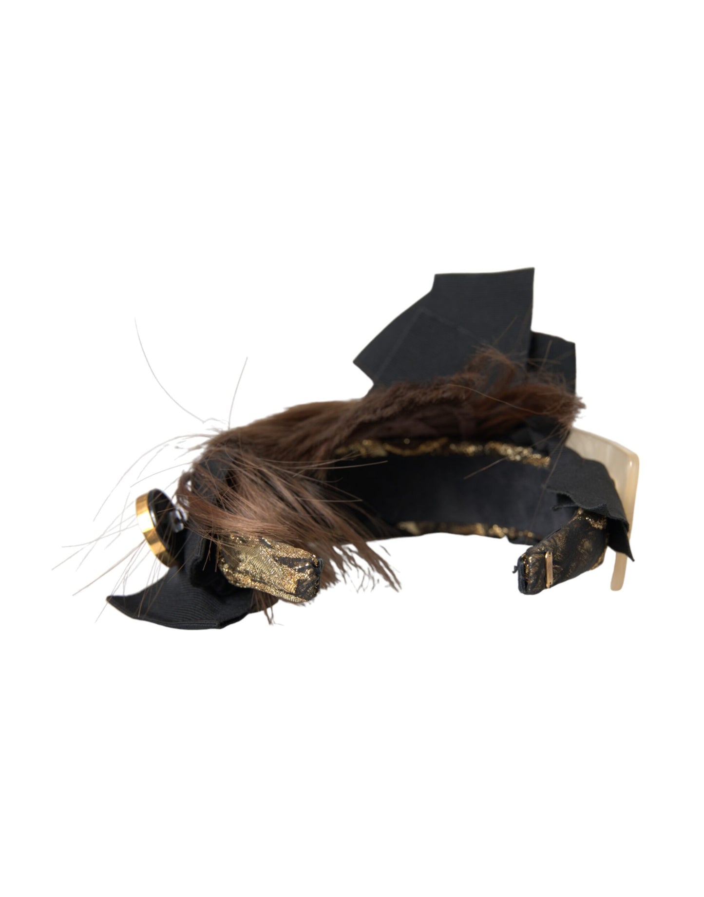 Dolce &amp; Gabbana Svart Krystallknapp Brunt Hår Hodebånd Diadem for Dame