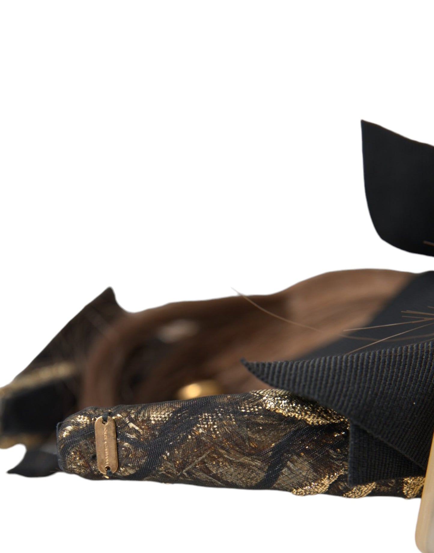 Dolce &amp; Gabbana Svart Krystallknapp Brunt Hår Hodebånd Diadem for Dame